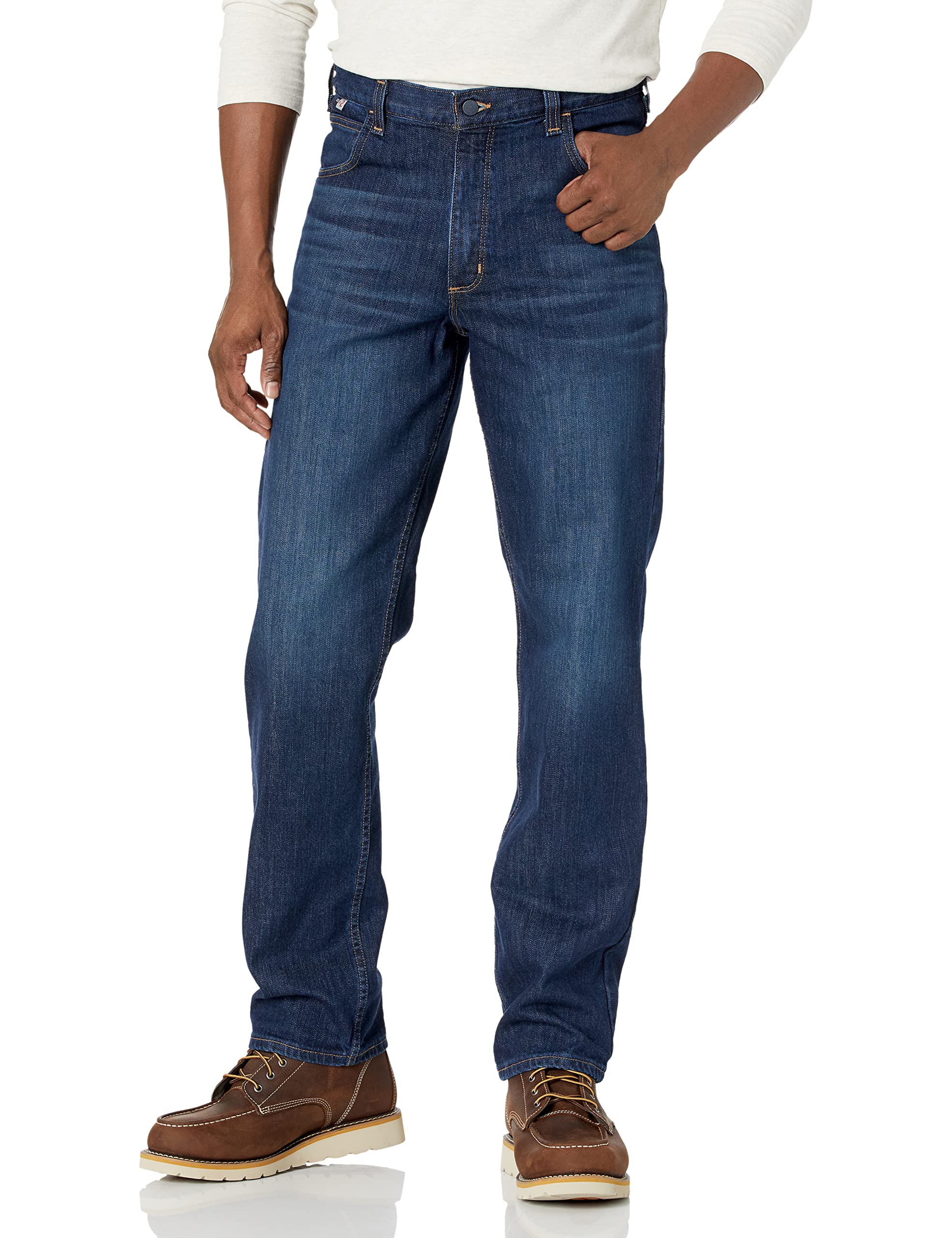 Carhartt Men's Flame Resistant Rugged Flex Straight Fit 5 Pocket Work Jeans for Construction & Outdoor Jobs - Durable Comfort for Tough Work Environments