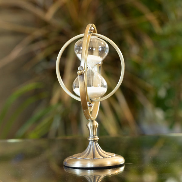 Bronzed Rotating 15 Minute Hourglass Sand Timer - Perfect for Yoga, Meditation, Board Games & Time Management