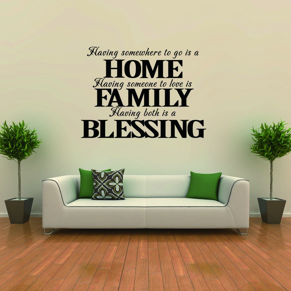 Blessing Home Wall Decal Vinyl Lettering - Inspirational Family Quote Sticker for Living Room, Bedroom & Nursery Decor (Black, Large Size)