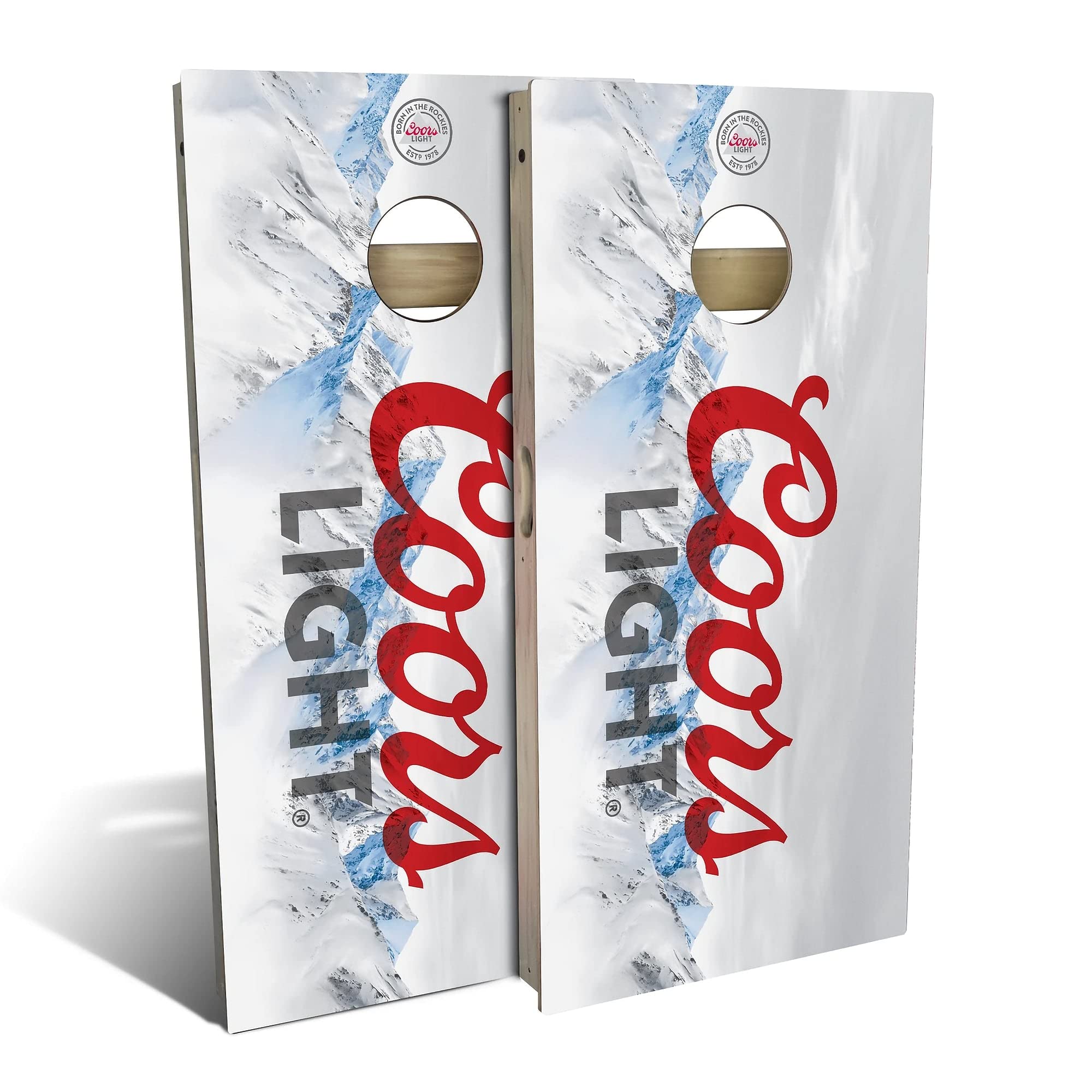 Premium Light Beer Cornhole Game Set - 2 Wooden Boards & 8 Bean Bags - Outdoor Lawn Games for Backyard, Tailgating, BBQ Parties & Camping