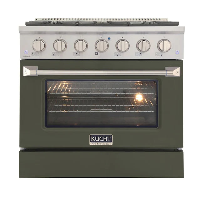 Kucht 36-Inch Pro Style Dual Fuel Range - KDF362 OG | Professional Gas & Electric Stove for Home Chefs | Perfect for Gourmet Cooking & Large Family Meals