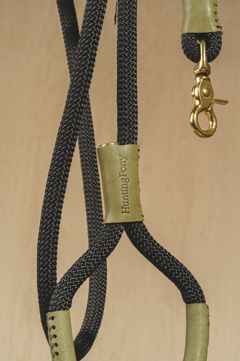 Premium Makarony Dark Rope Dog Leash and Collar Set - Green | Durable & Stylish for Walking, Training, and Outdoor Adventures
