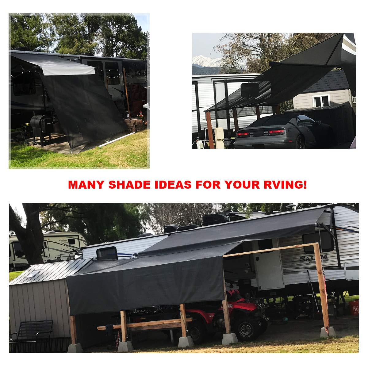 Shadeidea RV Sun Shade Screen 10' X 18' 5'' - Black Mesh UV Sunblocker for RV Awning (Fits 19' Awnings) | Motorhome, Camping Trailer Sunshade Canopy with 3 Year Warranty | Perfect for Outdoor Camping, Road Trips and Summer Protection
