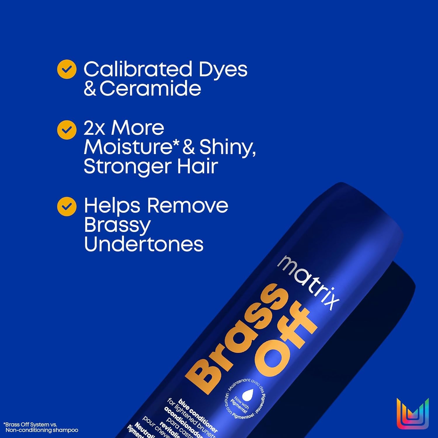 MATRIX Brass Off Blue Shampoo & Conditioner Set - Neutralizes Brassy Orange Tones for Color-Treated & Lightened Brunette Hair | Vegan, Sulfate-Free Salon Formula | Perfect for Blonde, Gray & Highlighted Hair Maintenance