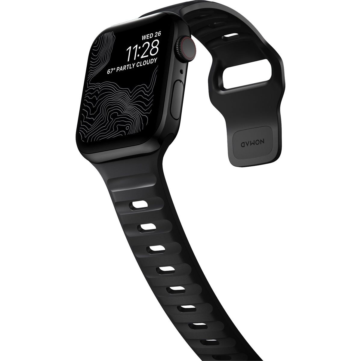 Nomad Sport Band for Apple Watch 45mm & 49mm - Durable & Comfortable Black Silicone Strap - Perfect for Running, Workouts & Everyday Wear