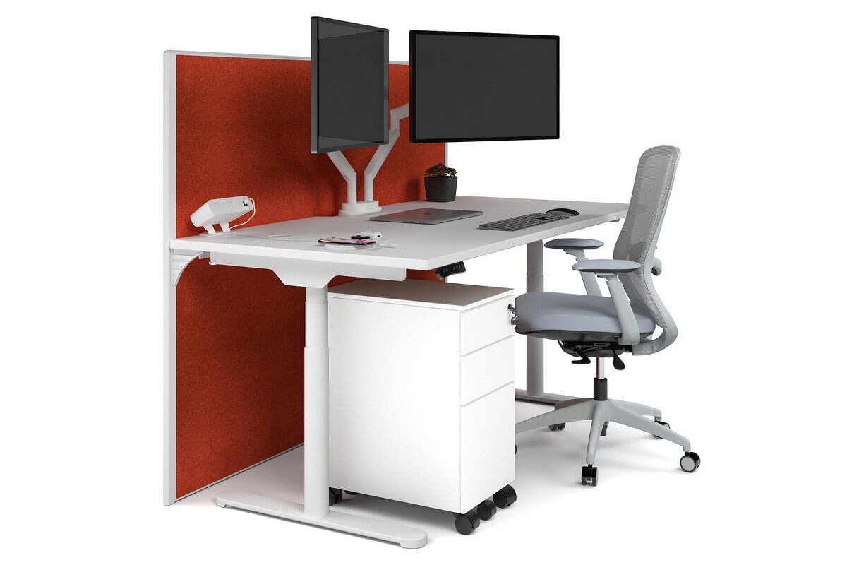 Flexi Premium Height Adjustable Single Workstation Desk - 1600L x 800W with Cable Management Scallop | Ergonomic Standing Desk for Home Office & Workspace