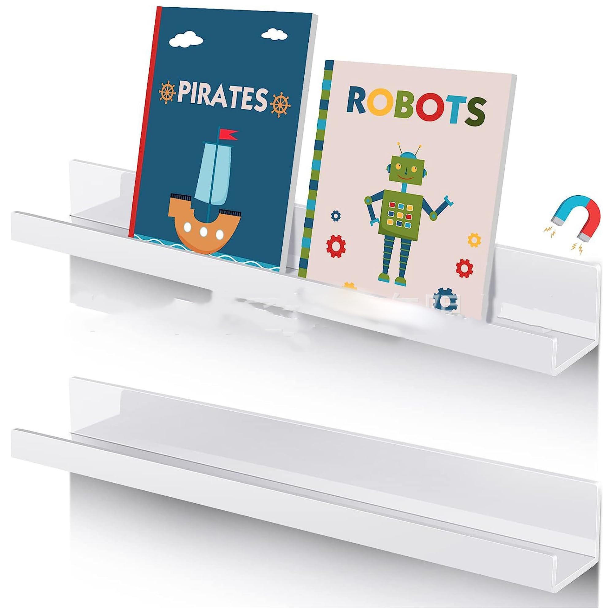 Acrylic Magnetic Bookshelf for Classroom & Office - Reusable Whiteboard Magnetic Shelf for Teachers, Kids, and Students - Organize Books, Supplies & Decor - Perfect for Home, School & Workspace