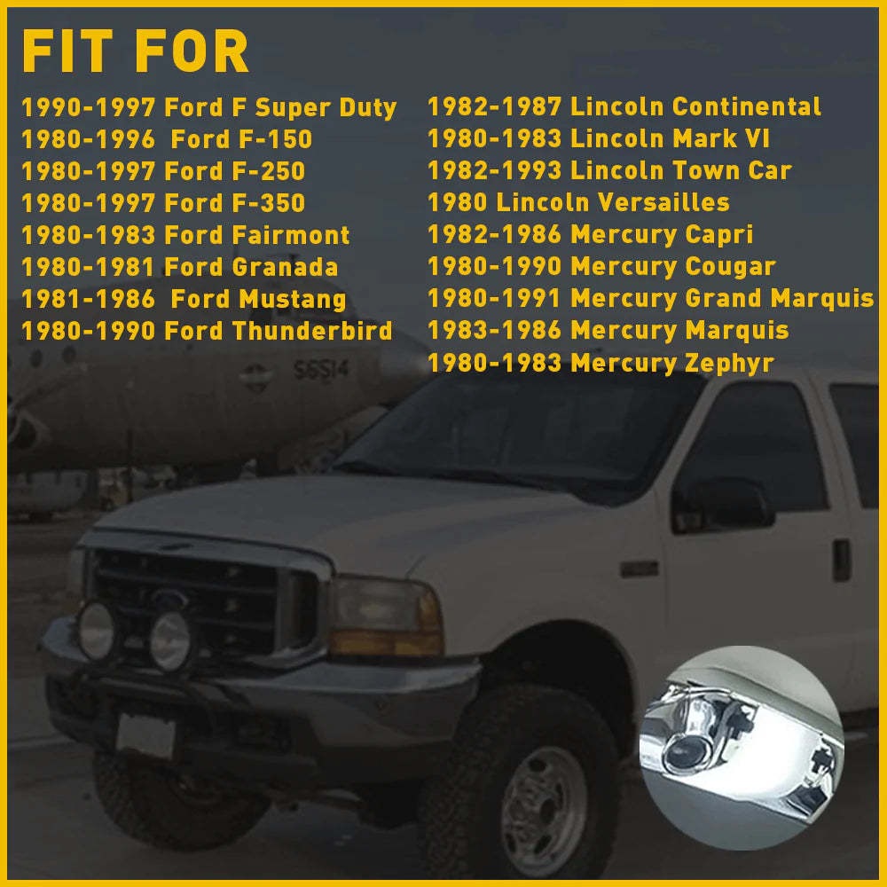 White Interior Overhead Dome Light Cover Compatible with Ford, Mercury & Lincoln Models - Durable Replacement for Car Ceiling Light - Perfect for Night Driving & Interior Lighting