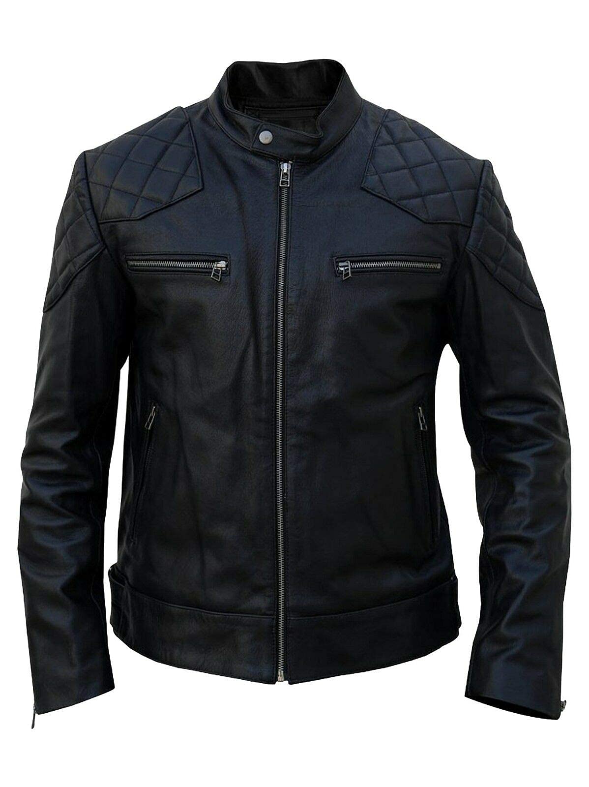 Men's Vintage Classic Cowhide Leather Jacket - David Beck Style Motorcycle Biker Jacket for Riding & Casual Wear