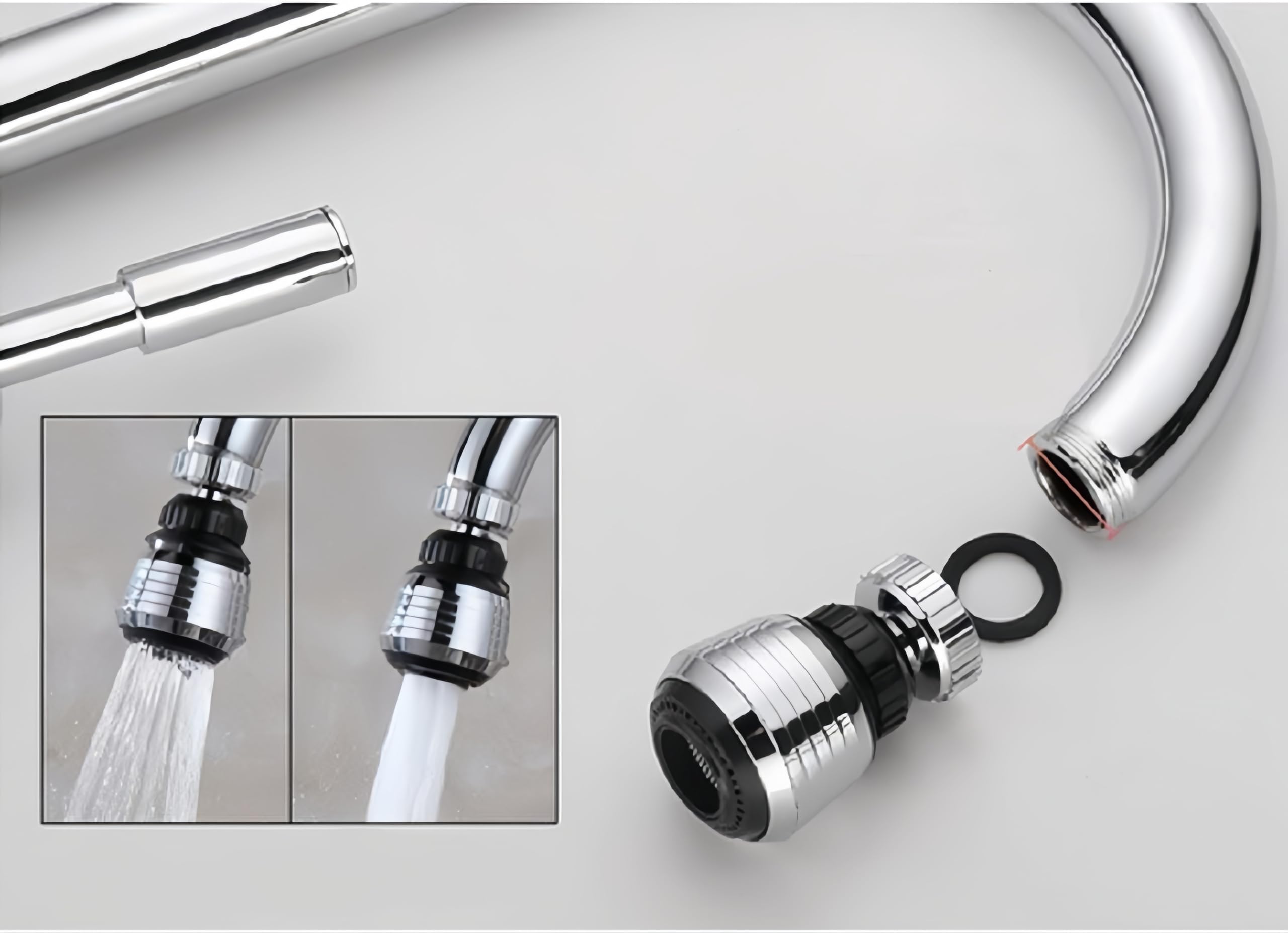 3PCS 360 Degree Swivel Faucet Aerator - High Pressure Water Saving Sprayer with Adjustable Flow - Leakproof Kitchen Sink Filter for Efficient Dishwashing & Water Conservation (3 Pack)