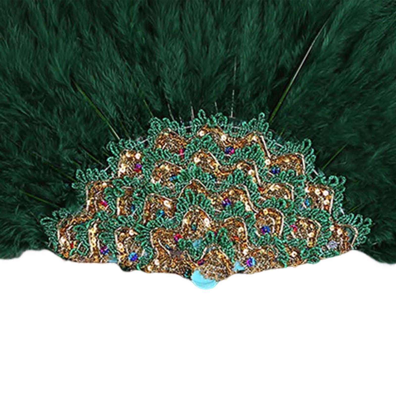 Elegant Handheld Fan for Weddings, Parties & Special Events - Portable Green Folding Fan for Outdoor Ceremonies, Bridal Showers & Summer Cooling