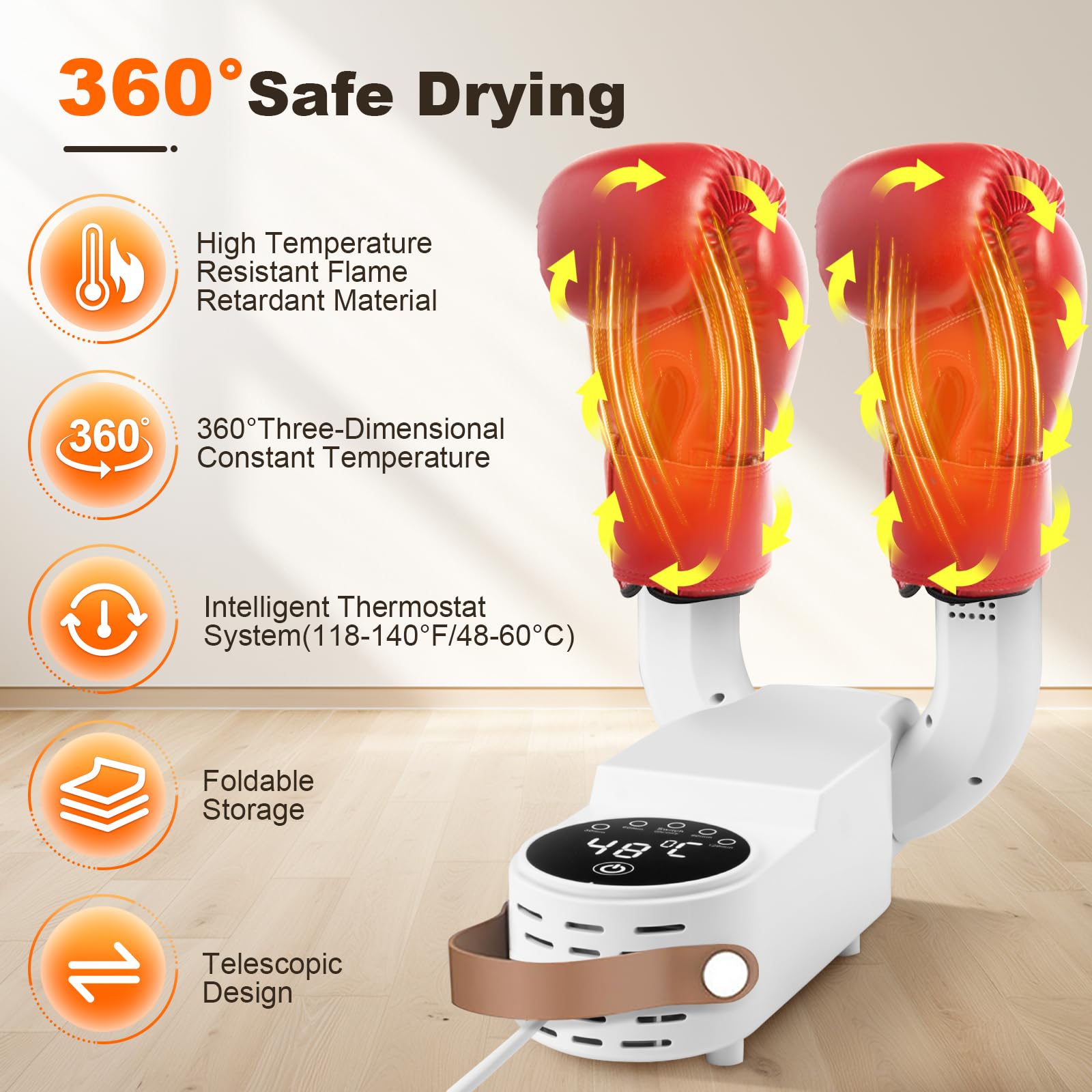 Boxing Gloves Dryer with Intelligent Timer - Odor Eliminating Glove Dehumidifier for Kids & Adults | Perfect for Gym, Home Training & Martial Arts Practice