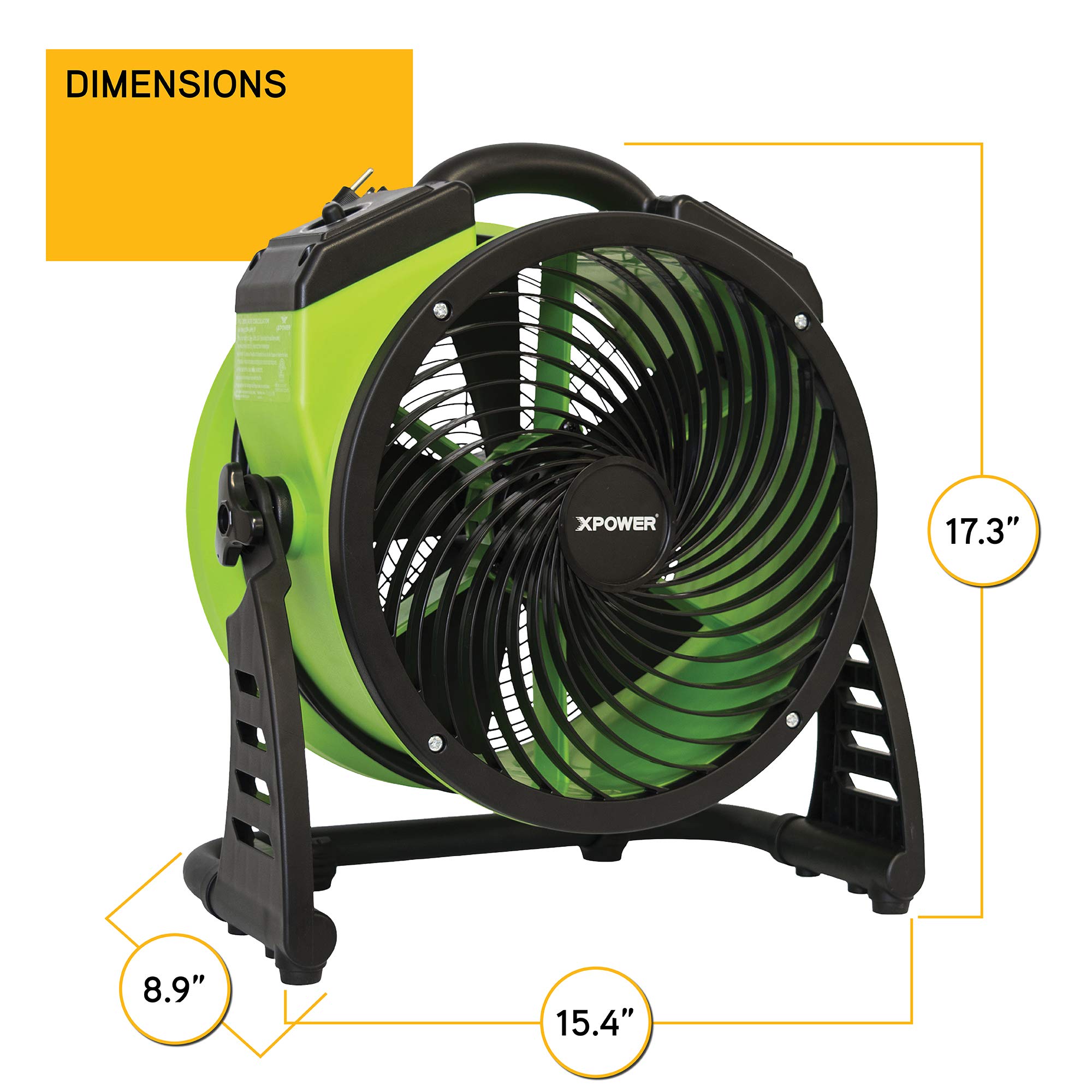 XPOWER FC-200 Heavy Duty Industrial High Velocity Air Circulator Fan - 13 Inch, 1300 CFM, 4 Speed Settings with Timer - Perfect for Warehouse, Workshop, Gym & Home Ventilation