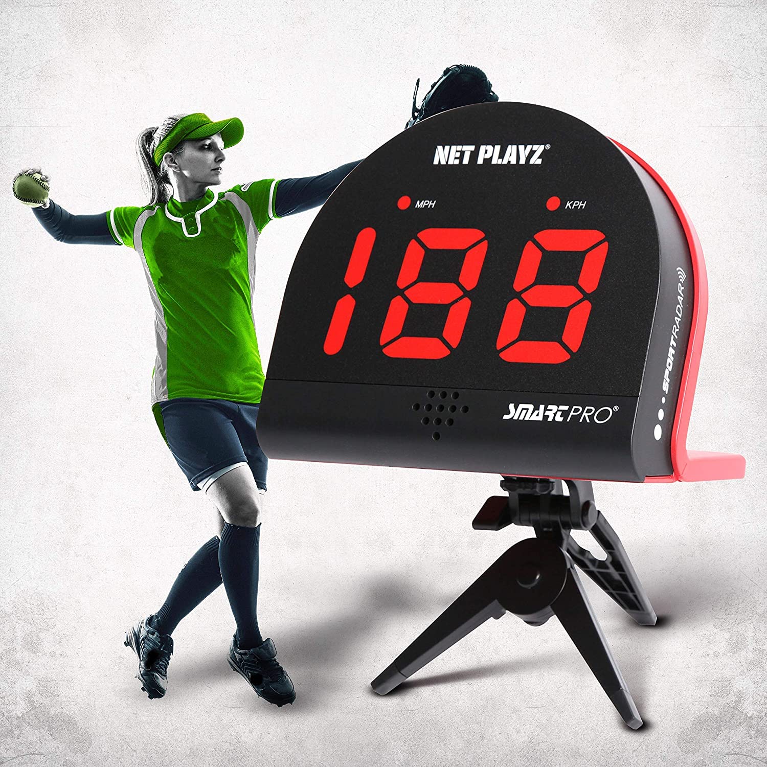 NetPlayz Softball Radar Speed Sensor - Hands-Free Training Equipment for Pitching & Batting | High-Tech Baseball/Softball Training Gear & Gadgets for Players & Coaches | Perfect for Practice, Games & Performance Tracking (Black, NIS022132033)