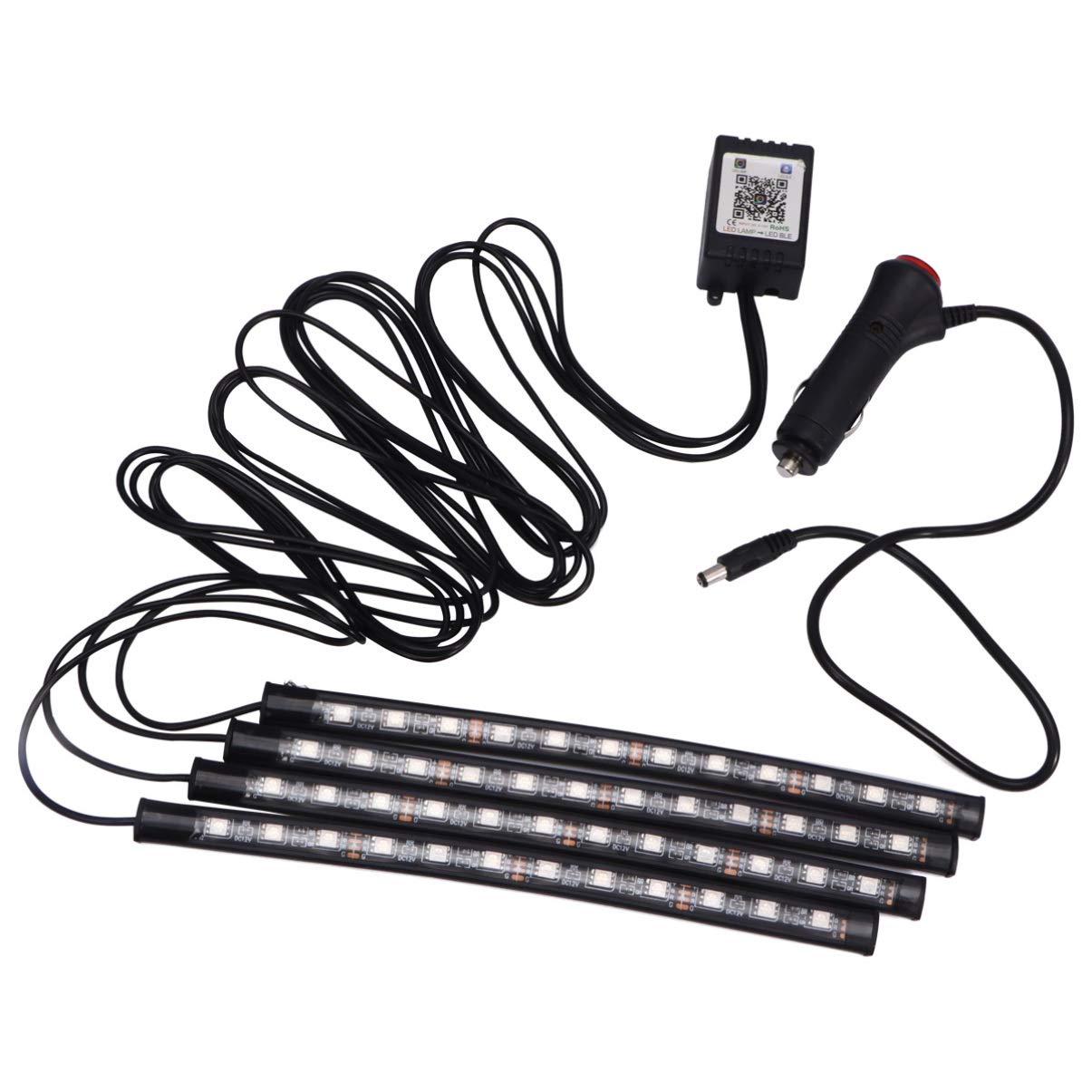 Garneck Voice-Activated LED Car Light Strips - Interior Car Atmosphere Lighting with Voice Control & Music Sync - Perfect for Night Driving, Car Parties & Custom Vehicle Decoration