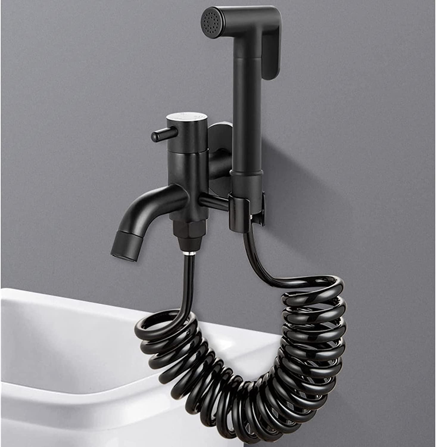 Brass Handheld Bidet Sprayer for Toilet - Black Portable Faucet with Hose for Feminine Hygiene, Baby Cloth Diaper Cleaning & Pet Washing | Perfect for Bathroom, Nursery & Pet Care Areas