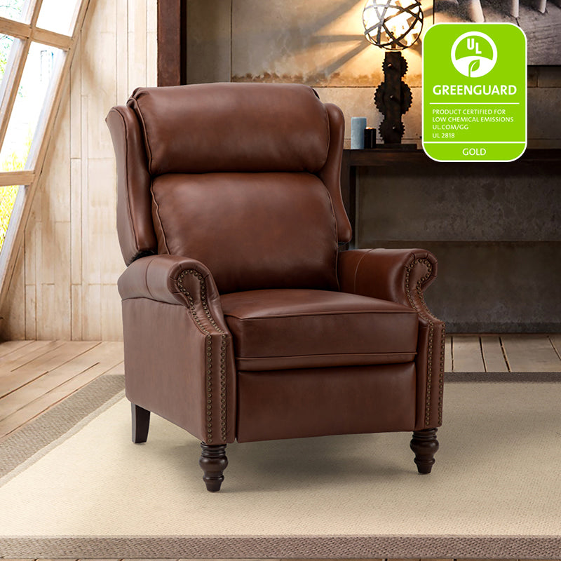Lucina Genuine Leather Manual Recliner Chair - Handcrafted Premium Leather Living Room Furniture for Relaxation & Comfort - Perfect for Home Theater, Reading Nook, and Office Lounge