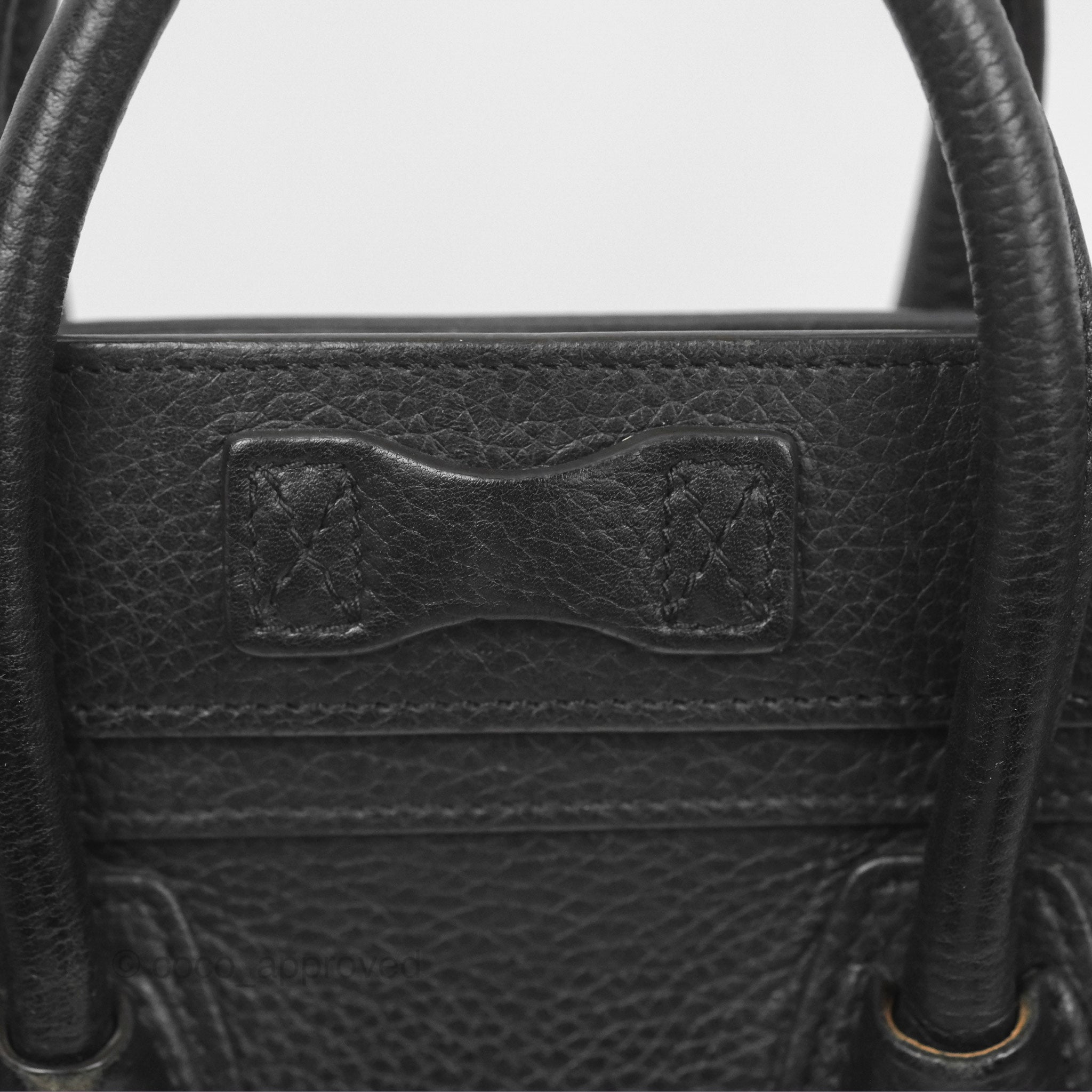 Celine Nano Luggage Bag in Black Drummed Calfskin Leather - Perfect for Work, Travel & Everyday Luxury Handbag
