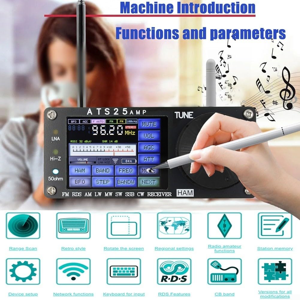 ATS25-AMP Updated V4.17 All-Band Digital Radio Receiver - Portable Shortwave FM AM SSB RDS with Spectrum Scanning DSP - Perfect for Emergency Preparedness, Outdoor Adventures & Radio Enthusiasts
