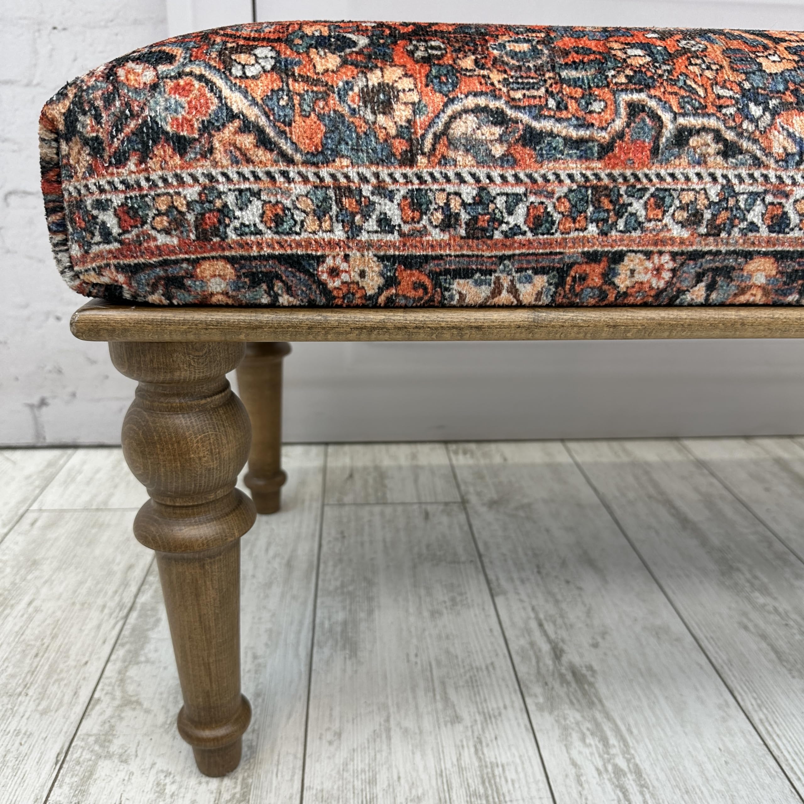 Boho Large Storage Ottoman Bench - 18x18x48 Inch Upholstered Wood Foot Stool for Living Room, Bedroom, Entryway | Multi-Functional Seat with Storage | Perfect for Home Decor, Extra Seating & Organization (Era-17)