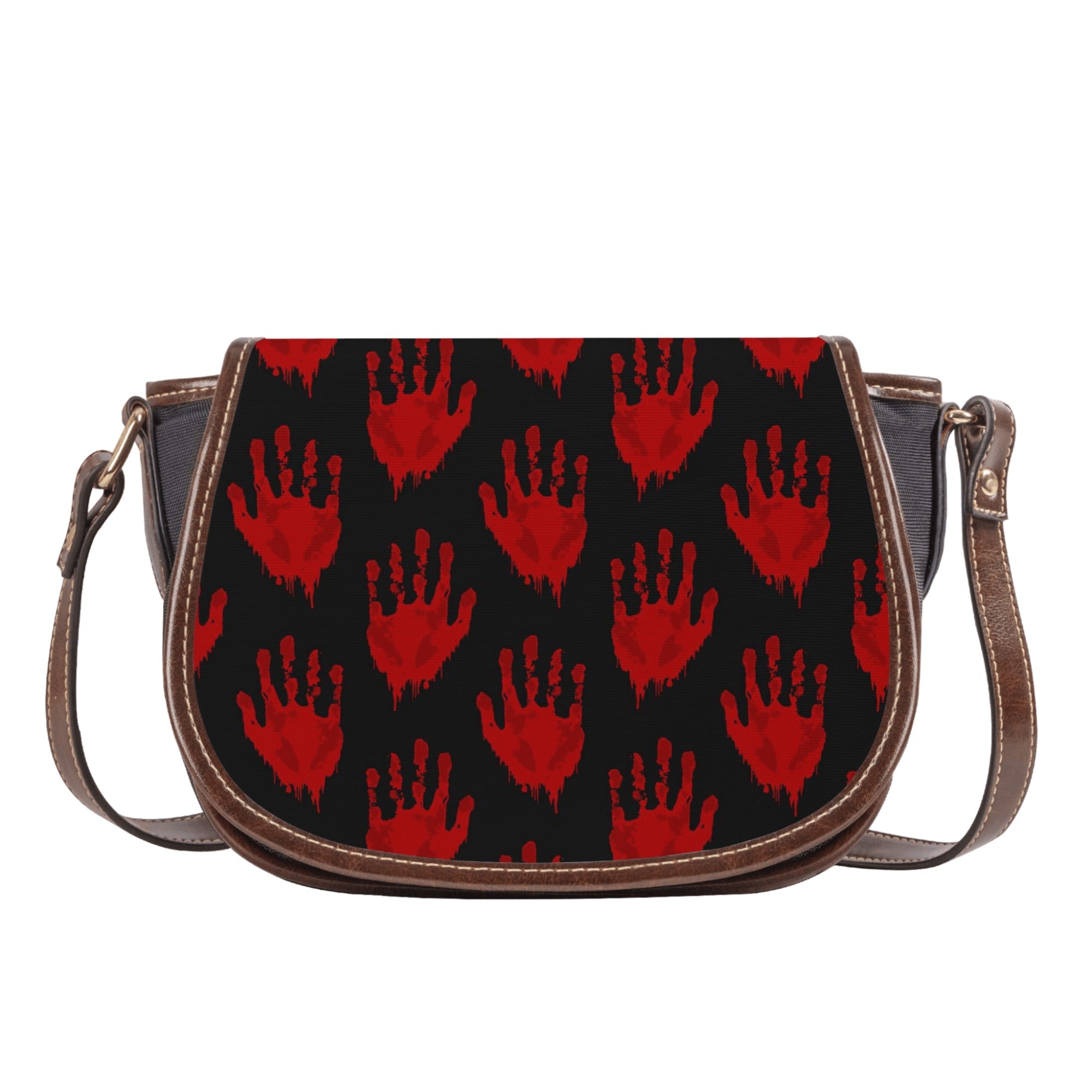 Bloody Hands Saddle Bag - Durable Leather Motorcycle Saddlebags for Harley Davidson & Cruiser Bikes - Perfect for Road Trips & Adventure Riding