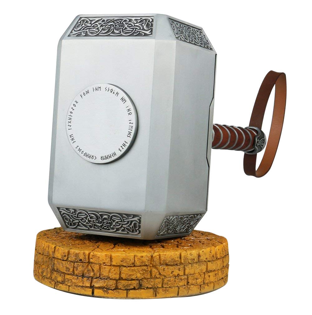 Gmasking 2017 Norse Mythology Metal Mjolnir Hammer - Solid Thor's Hammer Replica - Full Size Collectible Weapon Prop for Cosplay, Viking Decor & Gift - Perfect for Halloween, Comic Con & Norse Theme Parties