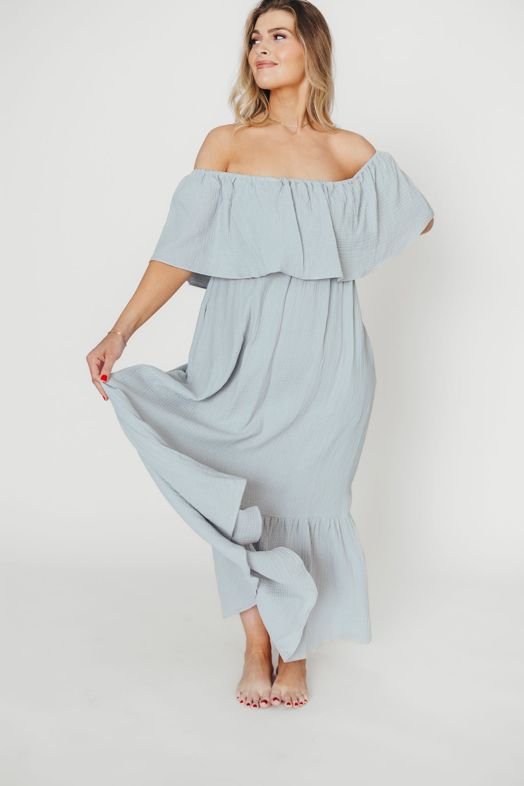 Josie 100% Cotton Maxi Dress - Bump & Nursing Friendly Maternity Dress for Pregnancy & Breastfeeding | Comfortable Summer Dress for Casual Outings, Beach Vacations & Maternity Photoshoots