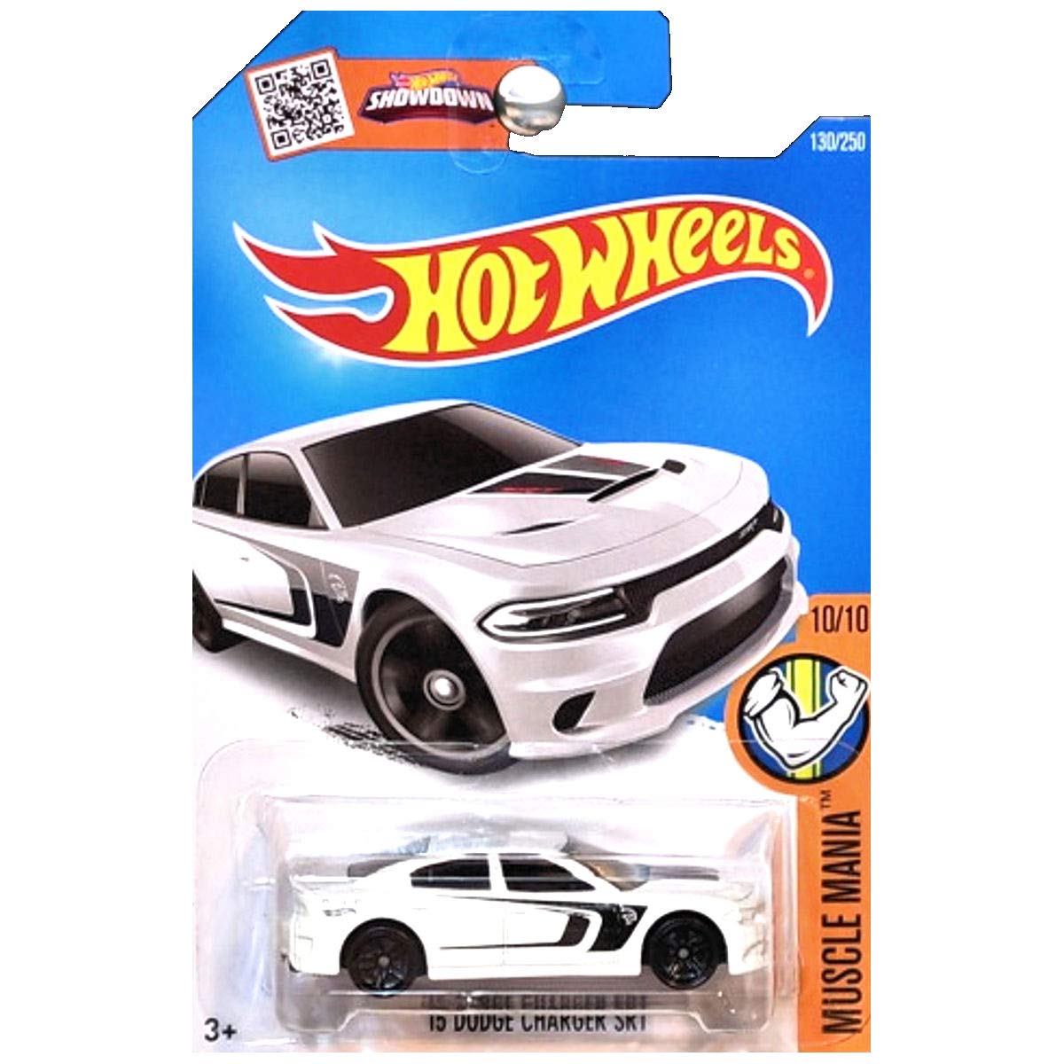 Hot Wheels 2016 Muscle Mania '15 Dodge Charger SRT Hellcat Diecast Car - 1:64 Scale White Collectible Toy - Perfect for Racing Games, Kids Playtime & Car Enthusiast Collections