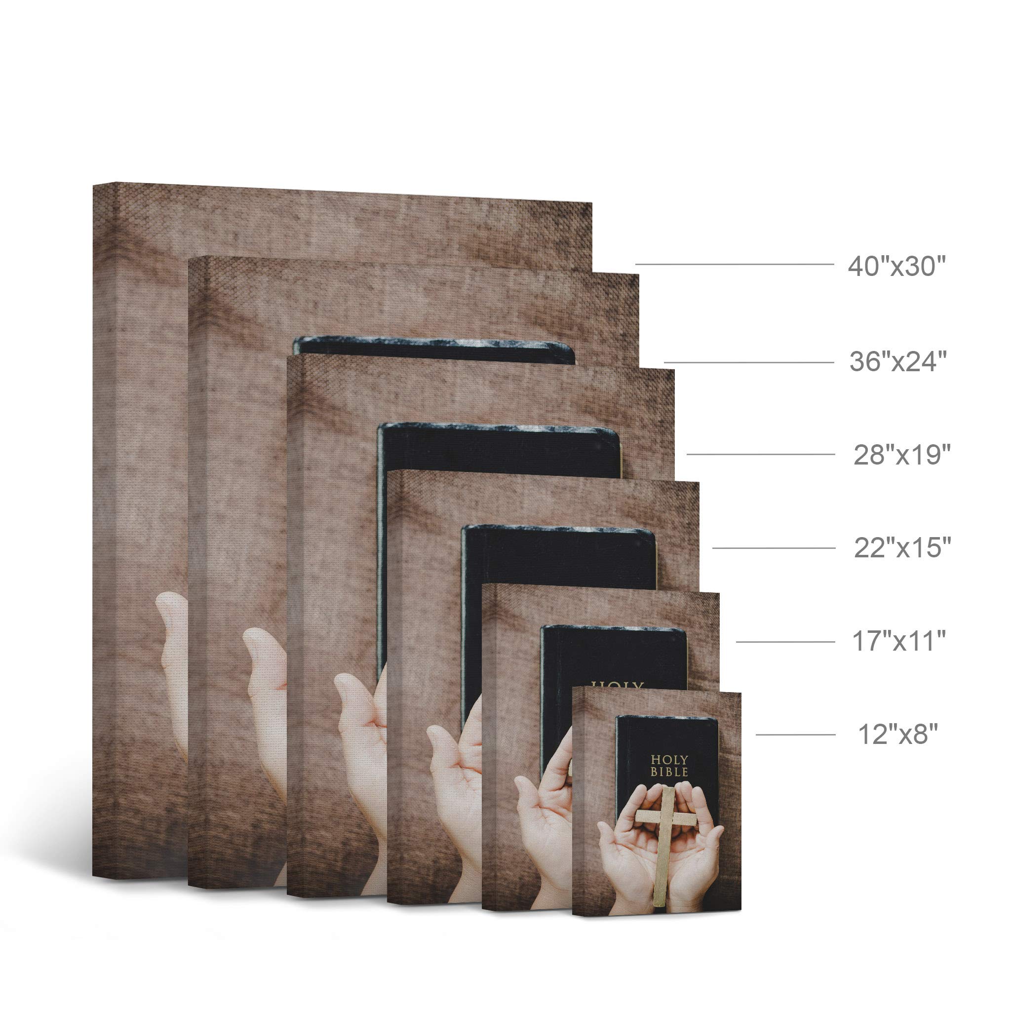 Smile Art Design Holy Bible and Cross Christianity Canvas Wall Art Print - Religious Home Decor for Living Room, Bedroom, Office - Christian Gift Ready to Hang (40x30 inches) - Perfect for Prayer Spaces, Church Events & Faith-Based Interior Design