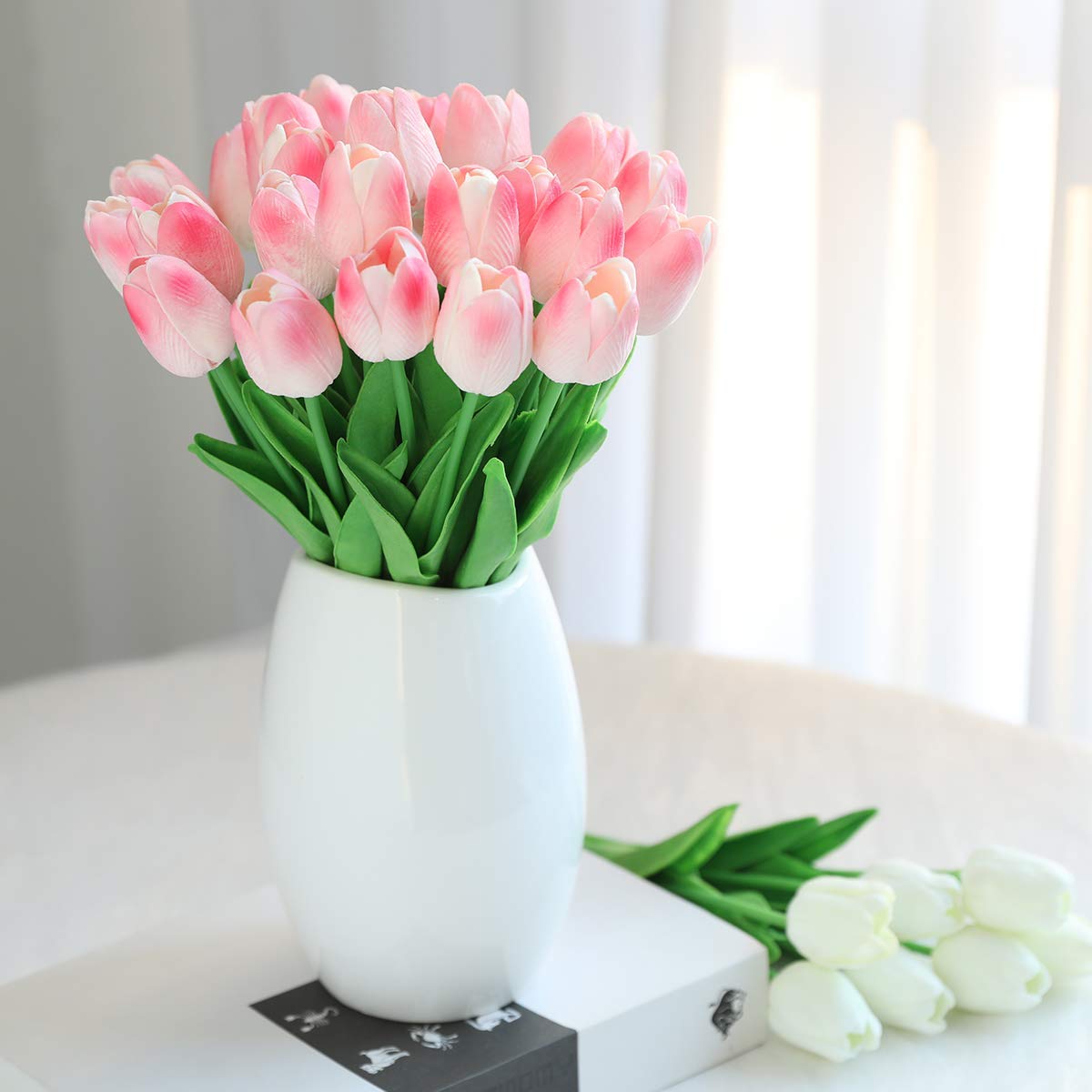 30 Pcs Real Touch Artificial Tulip Flowers - Fake Latex Tulips for Spring Home Decor, Wedding & Party Decorations (Pink) | Perfect for Centerpieces, Table Arrangements & DIY Floral Projects
