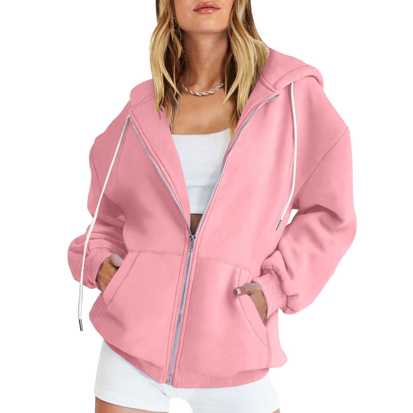 NATHGAM Women's Oversized Zip Up Hoodie with Pockets - Y2K Style Fall Jacket for Teen Girls | Casual Drawstring Sweatshirt for Streetwear, School, and Everyday Comfort