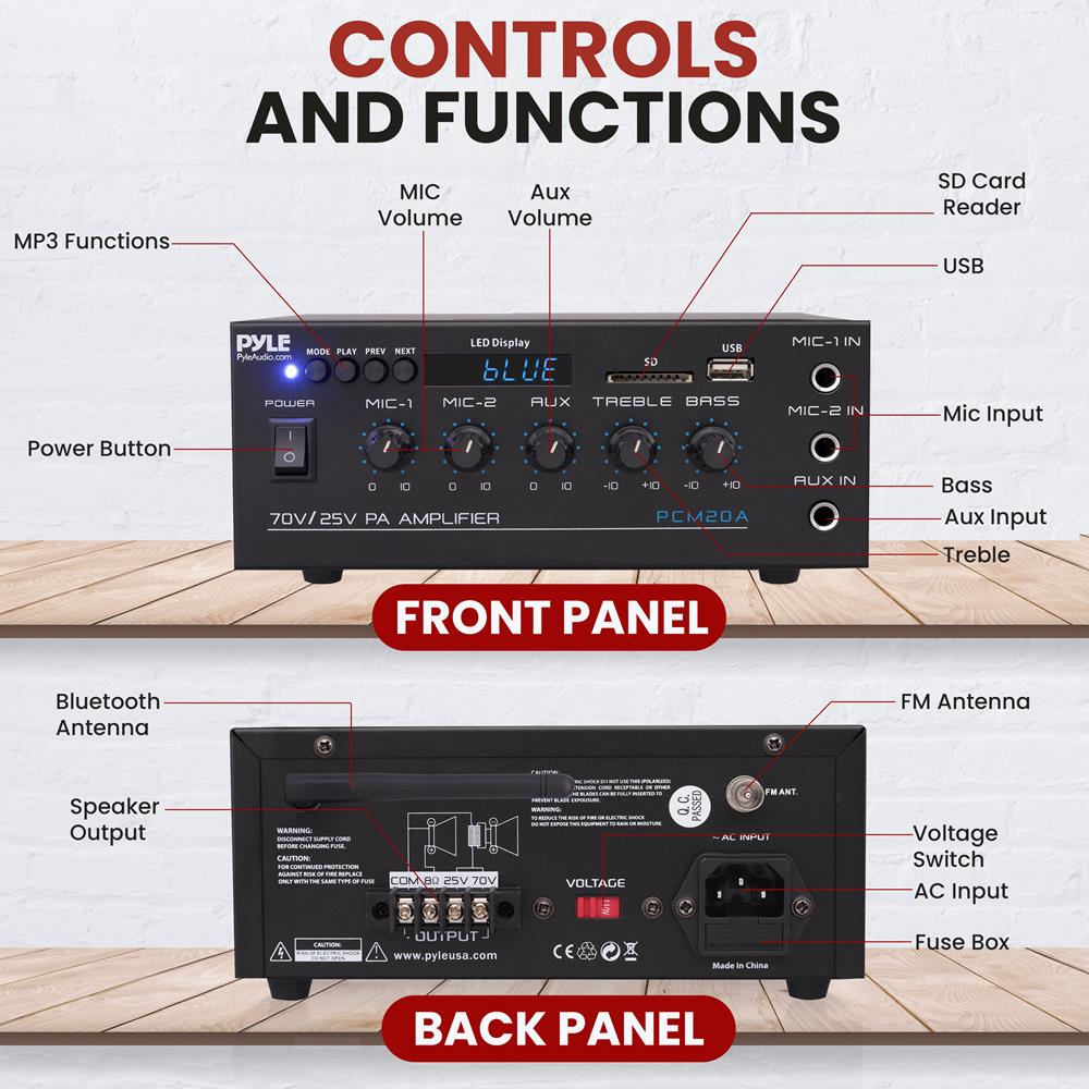 25V/70V Professional PA Amplifier - High Power Audio System for Outdoor Events, Concerts & Public Address