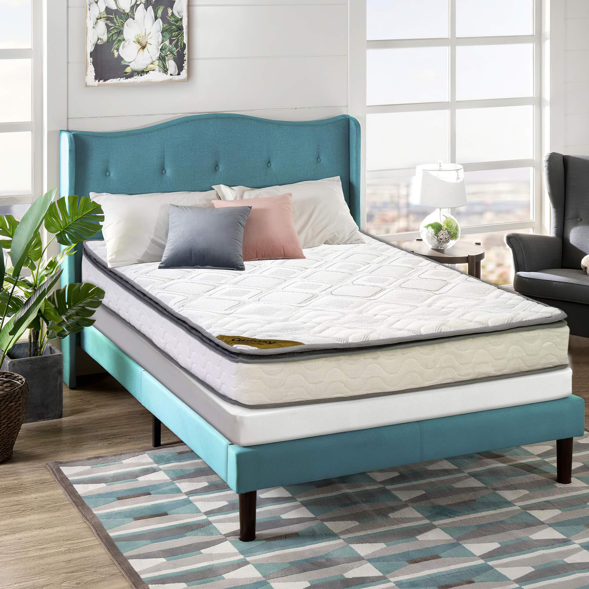 9-Inch Medium Firm Pillowtop Pocketed Coil Hybrid Mattress with 4
