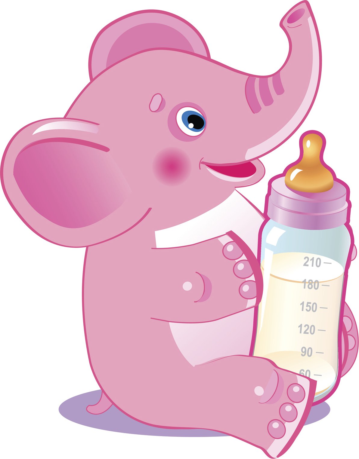 Adorable Baby Gender Reveal Cartoon Elephant Sticker with Milk Bottle - Pink Vinyl Decal for Girls (4 Inch) - Perfect for Nursery Decor, Baby Showers & Gender Announcement Parties