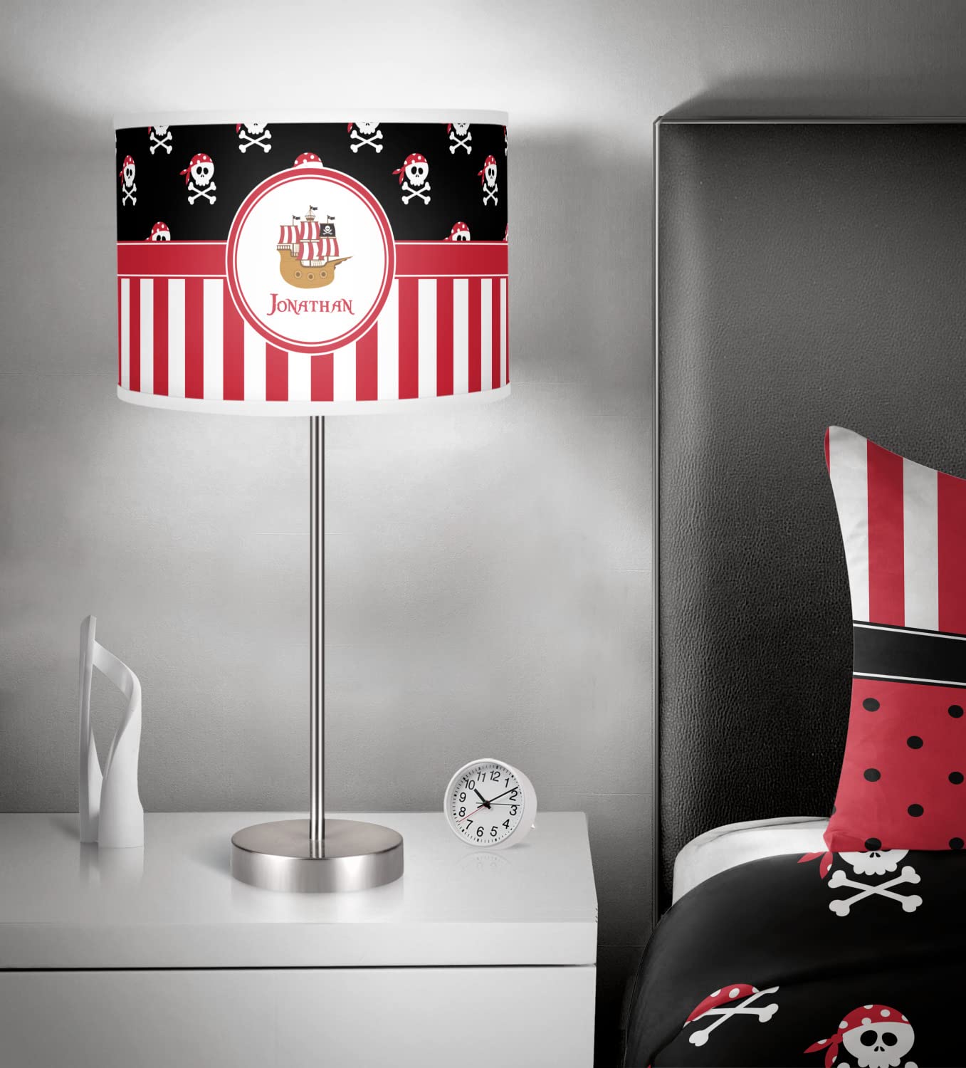 Personalized Pirate & Stripes Duvet Cover Set - Full/Queen Size Bedding - Perfect for Themed Bedrooms, Kids Rooms & Nautical Decor