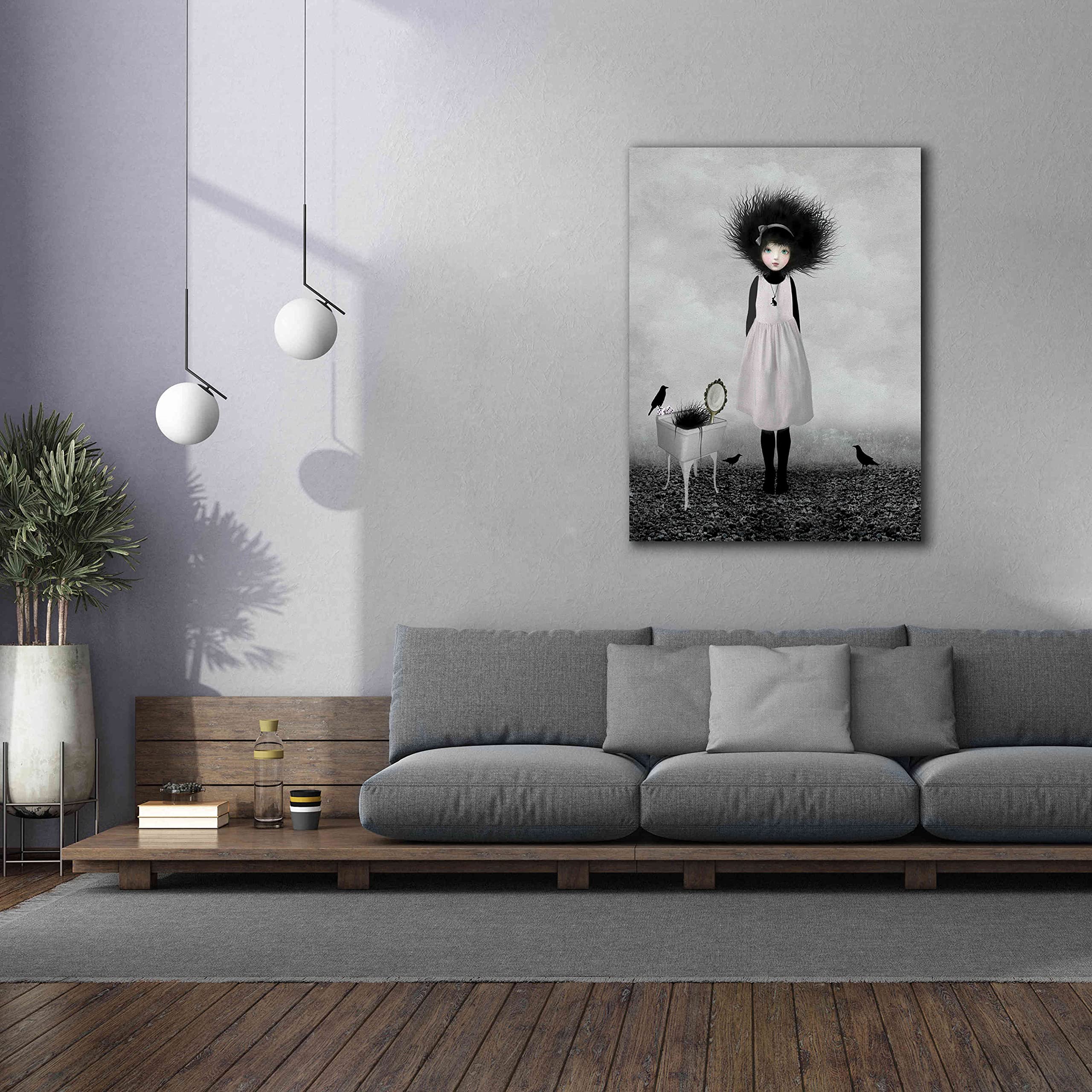 Art & Ghosts Dulcimer Canvas Wall Art - 40x54 Inches Handmade Music Theme Painting for Living Room, Bedroom & Office Decor