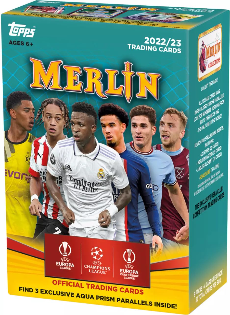 2022-2023 Topps Merlin Chrome UEFA Champions League Soccer Trading Cards Blaster Box - 32 Collectible Cards per Box | Perfect for Soccer Fans, Collectors & Fantasy Sports Enthusiasts