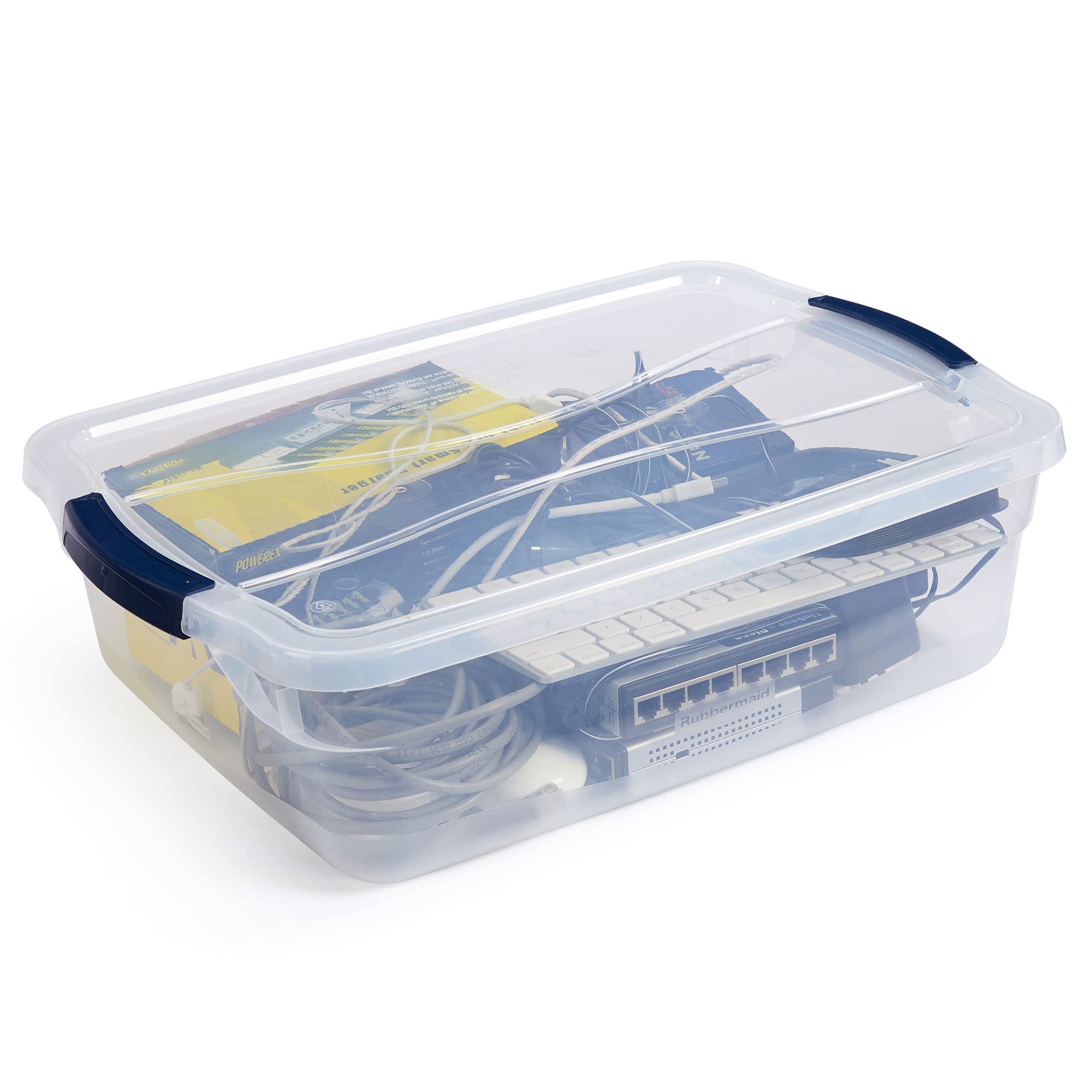 Rubbermaid Latching Plastic Storage Tote Bins - 12 Pack Set for Home Organization, Garage, Office & Moving Supplies | Durable Stackable Containers with Secure Lids