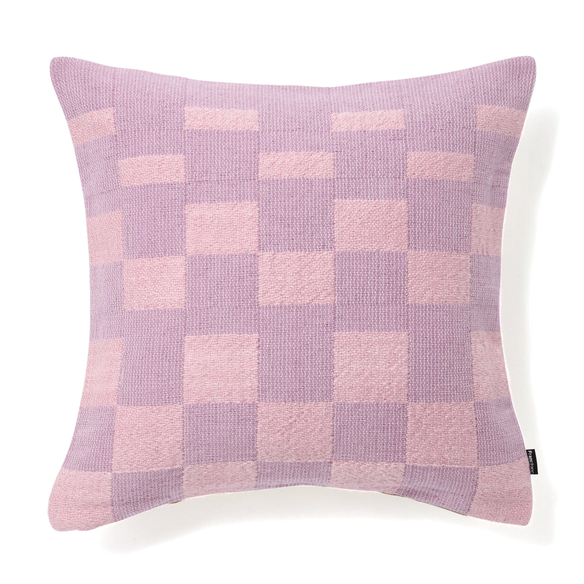 Grada 18x18 Inch Check Cushion Cover - Soft Cotton Blend Square Pillow Case in Purple & Pink for Sofa, Bed, Chair Decor