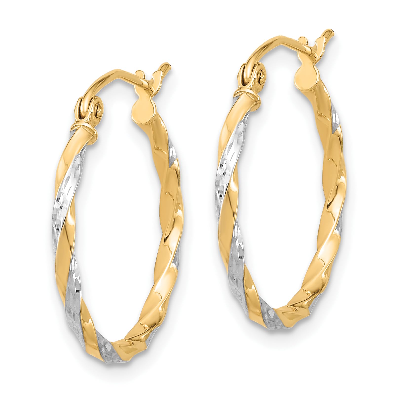 10K Solid Yellow Gold Twisted Round Small Hoop Earrings for Women - Dainty Everyday Jewelry, Minimalist Gift for Her, Perfect for Work & Date Night