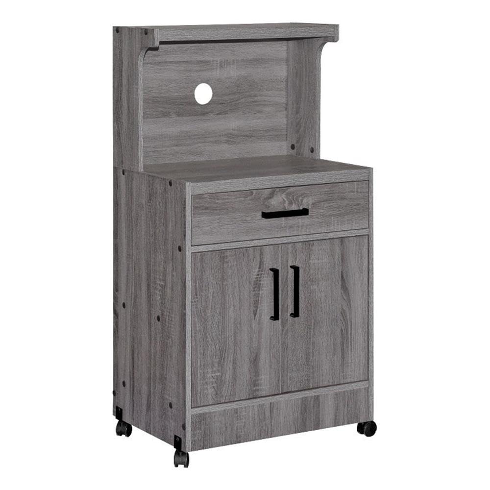 Better Home Products Shelby Kitchen Wooden Microwave Cart in Gray - Space-Saving Organizer for Small Kitchens, Dorm Rooms & Apartments