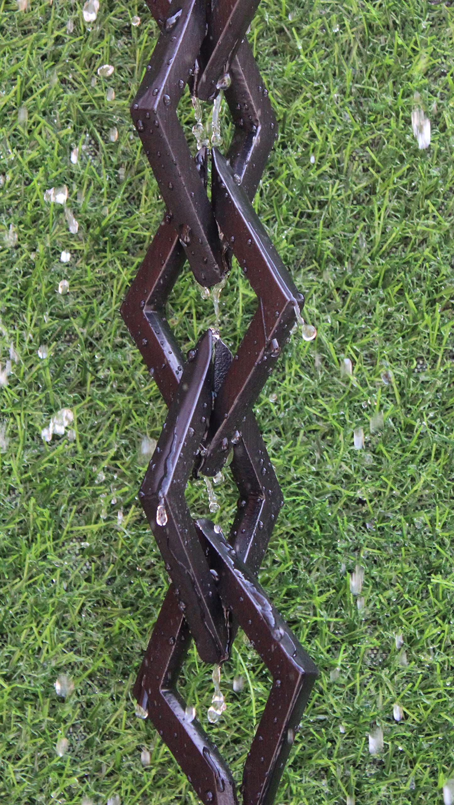 KAM Home Black Diamond Links Rain Chain with Installation Kit - 15 Feet | Decorative Gutter Downspout Alternative for Garden, Patio & Outdoor Drainage