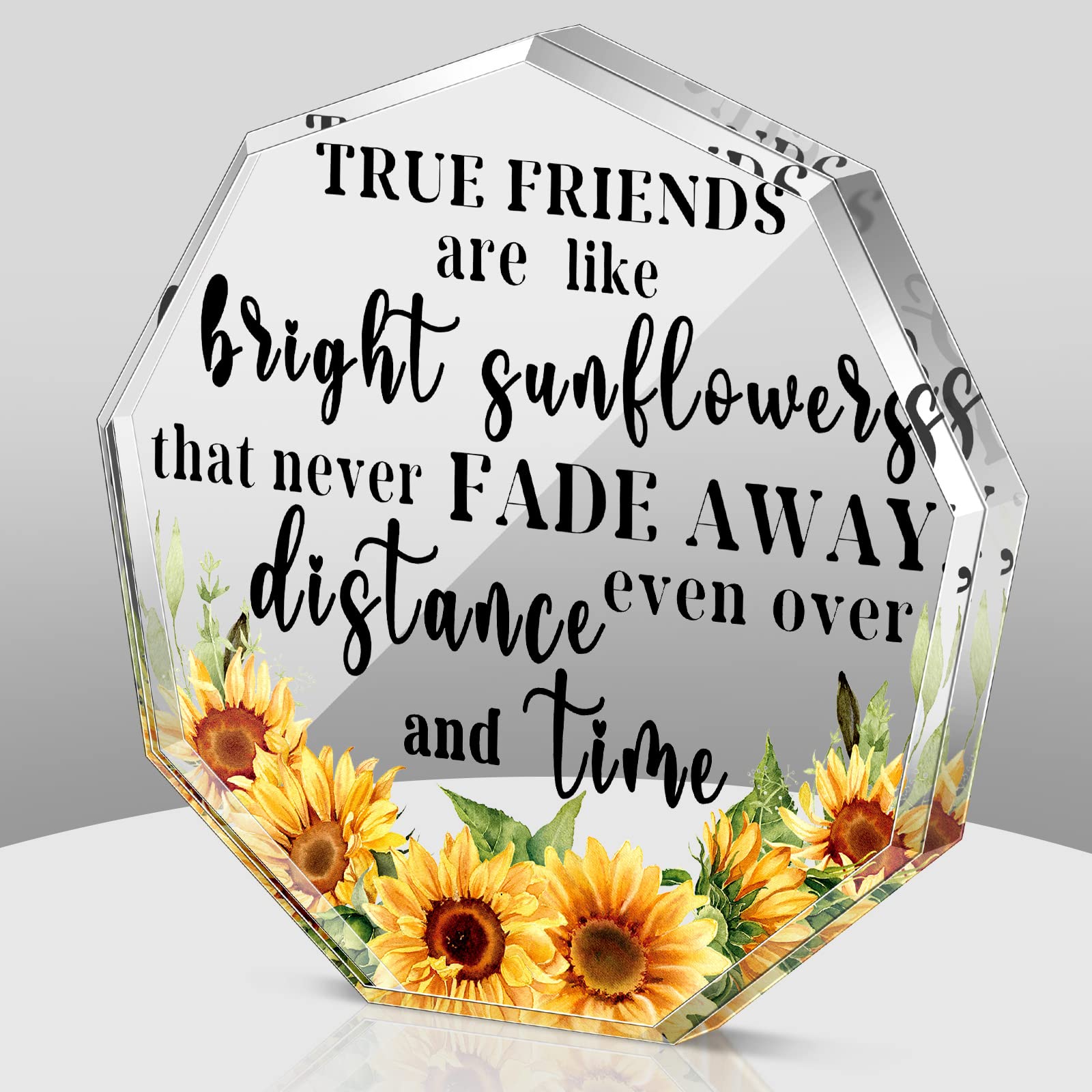 Yulejo Sunflower Friendship Gifts for Women - Bestie Birthday Gift, Long Distance BFF Present, Acrylic Heart Keepsake (Polygon Sunflower) - Perfect for Christmas, Moving Away, or Special Occasions