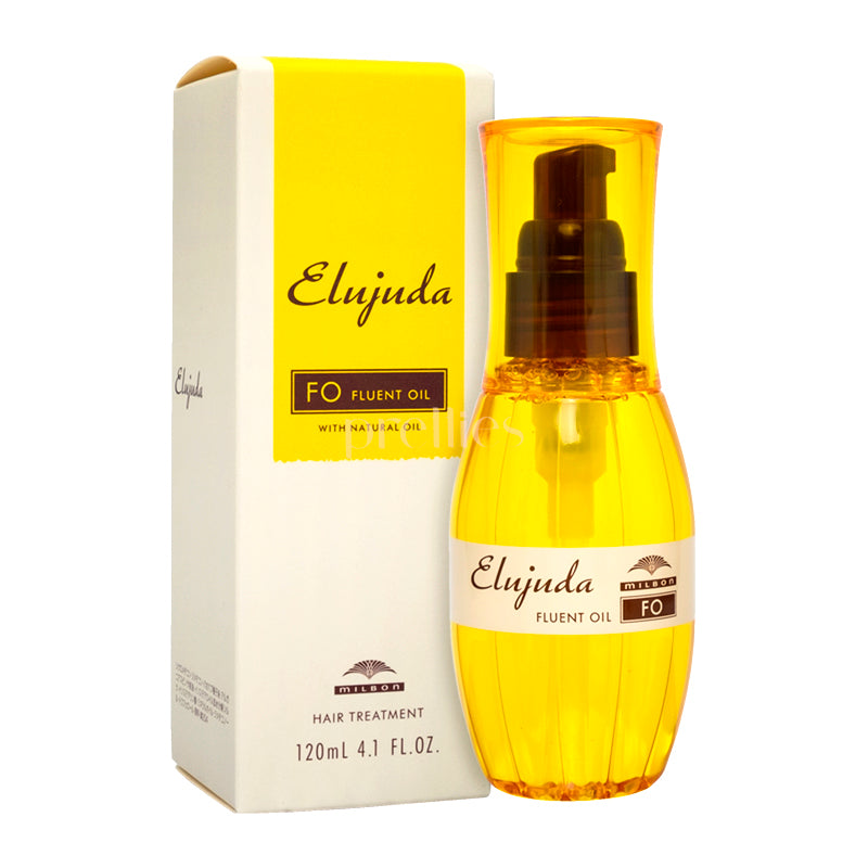 Milbon Elujuda Fluent Oil Hair Treatment 120ml - Nourishing & Repairing Hair Oil for Damaged & Dry Hair - Perfect for Daily Use, Salon Styling & Heat Protection