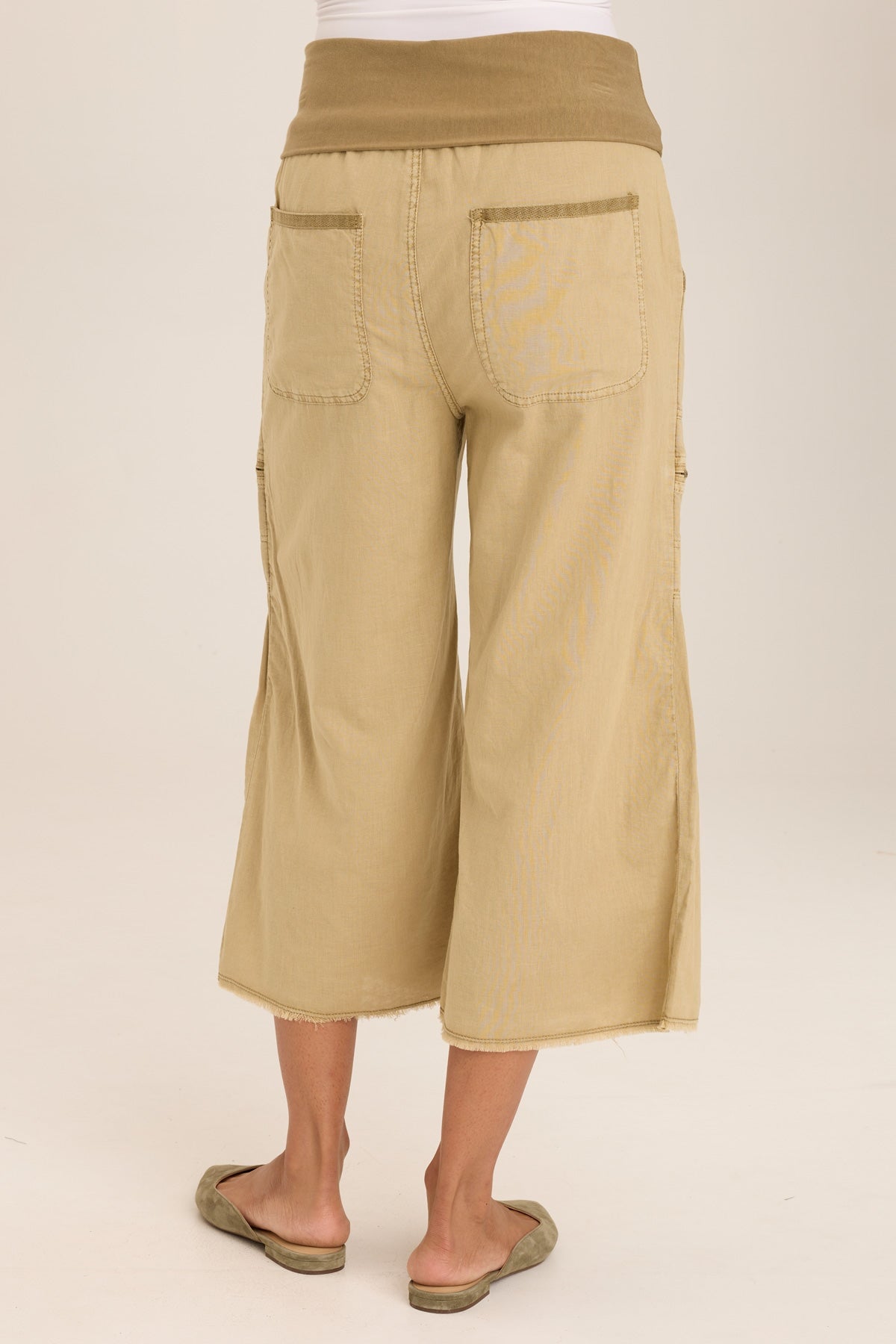 Pasqual Women's Cotton Linen Flowy Cargo Crop Pants - Lightweight Summer Casual Trousers for Travel, Beach & Streetwear Fashion