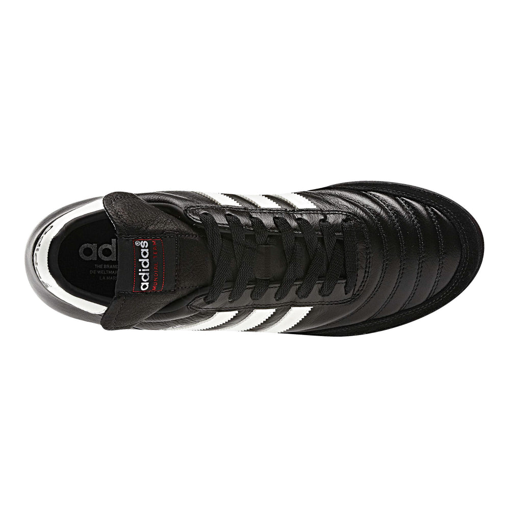 Adidas Mundial Team Turf Football Shoes for Men - Black/White/Red Soccer Cleats with Non-Marking Sole - Perfect for Artificial Turf, Training & Casual Wear