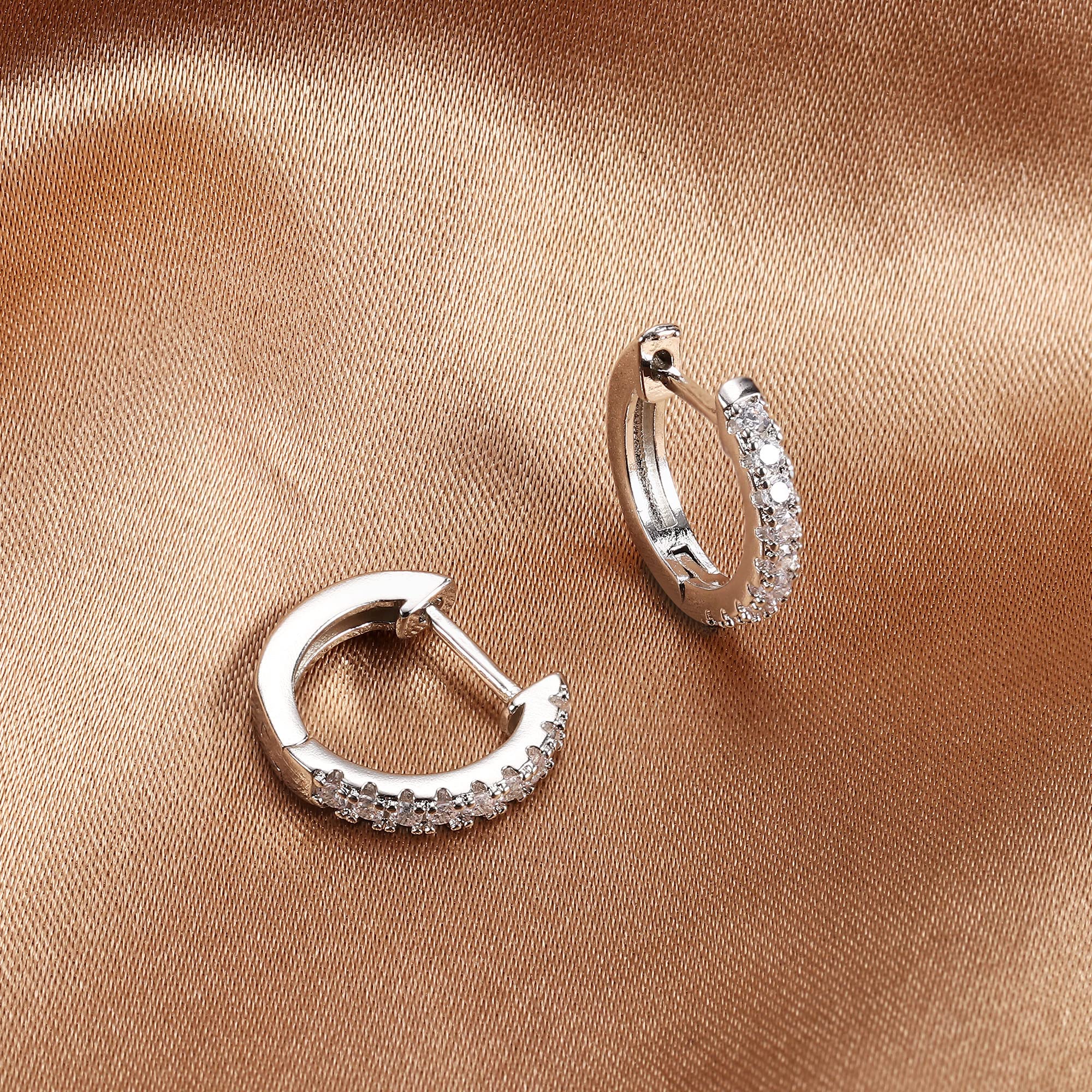 FASACCO 9 Pairs Small Huggie Hoop Earrings & CZ Bar Stud Earrings Set for Multiple Piercing - Minimalist Dot Studs for Women, Girls | Everyday Wear, Parties, Gifts
