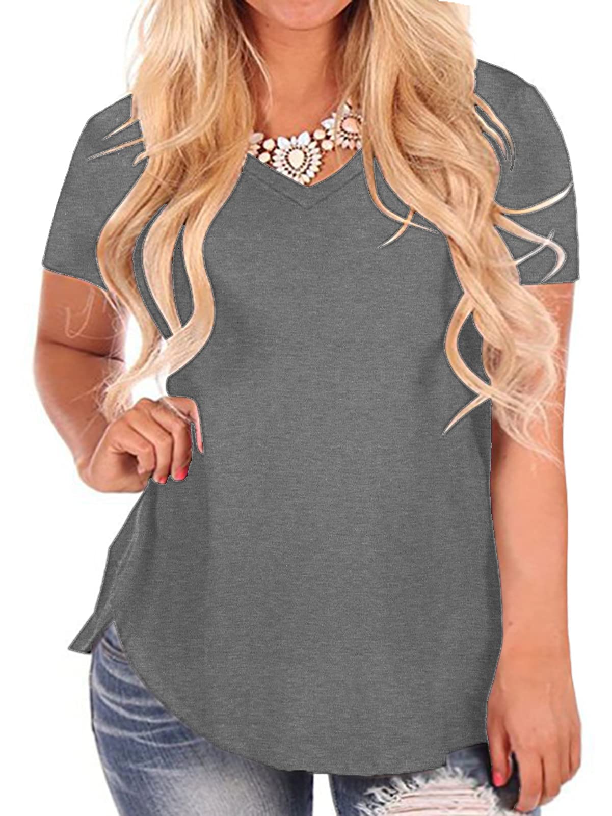 ROSRISS Women's Plus Size Tie Dye T-Shirts | Summer Short Sleeve Casual Tops | Perfect for Beach, Vacation & Everyday Wear