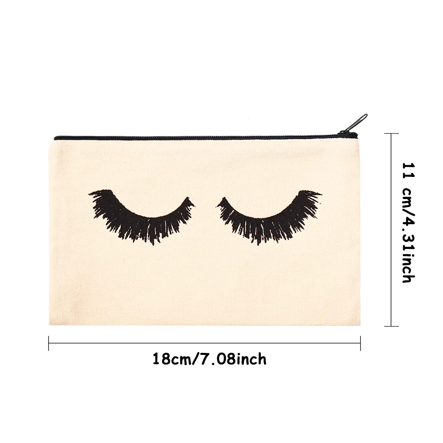 18 Pcs Canvas Lash Makeup Bags - Travel Toiletry Pouches with Zipper for Women & Girls (Beige) - Perfect for Cosmetics & Travel Essentials