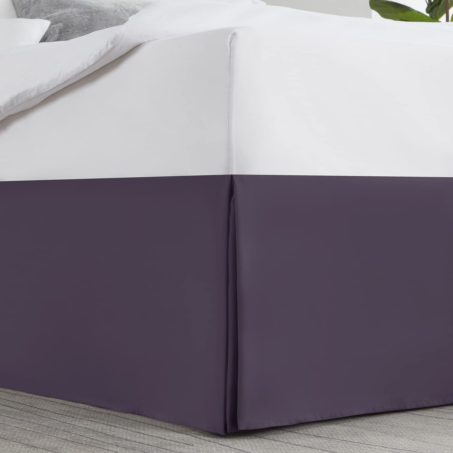 Nestl Dark Purple Full XL Bed Skirt - 14 Inch Drop Brushed Microfiber Hotel Quality Pleated Bed Skirt - Shrinkage & Fade Resistant - Perfect for Master Bedrooms, Guest Rooms & Luxury Hotels